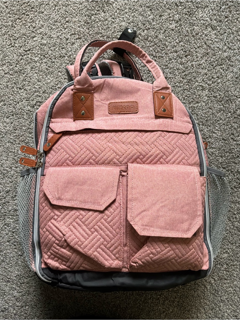 Miycoo Faded Red Quilted Women's Backpack Diaper Bag